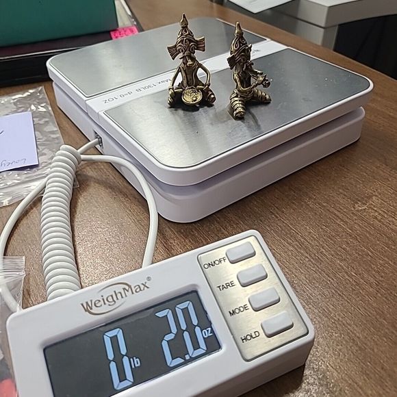 Set Of 2 Brass Miniature Musicians Wearing Elephant Mask - Picture 10 of 10